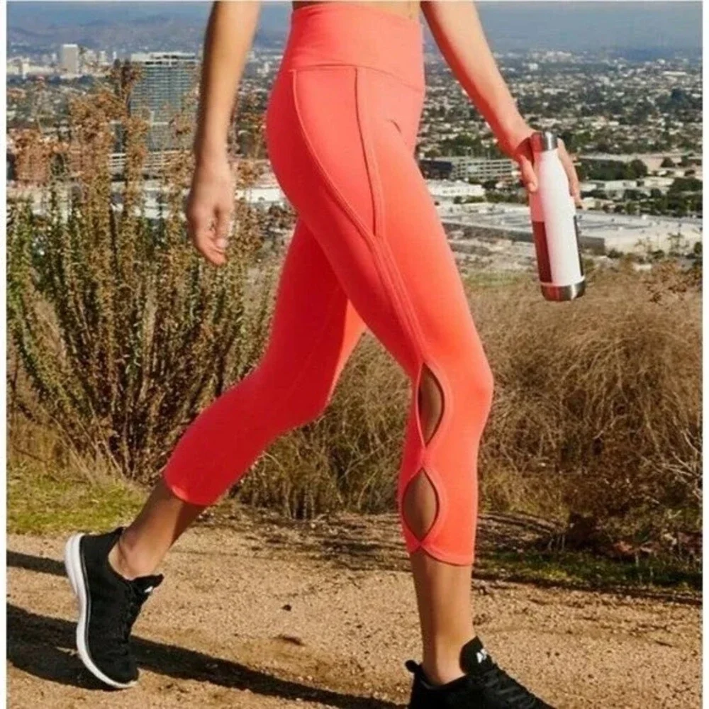 Free People Movement High Rise Infinity Cutout Leggings Neon Coral Women's Small
